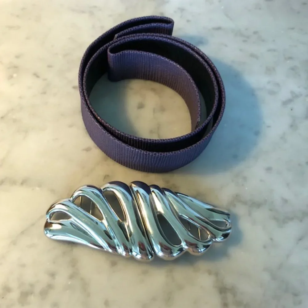 DOTTY SMITH Vintage Silver Belt Buckle & Interchangeable Purple Belt Strip